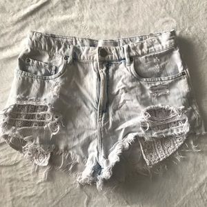 Garage High Waist Light Wash Festival Denim Shorts